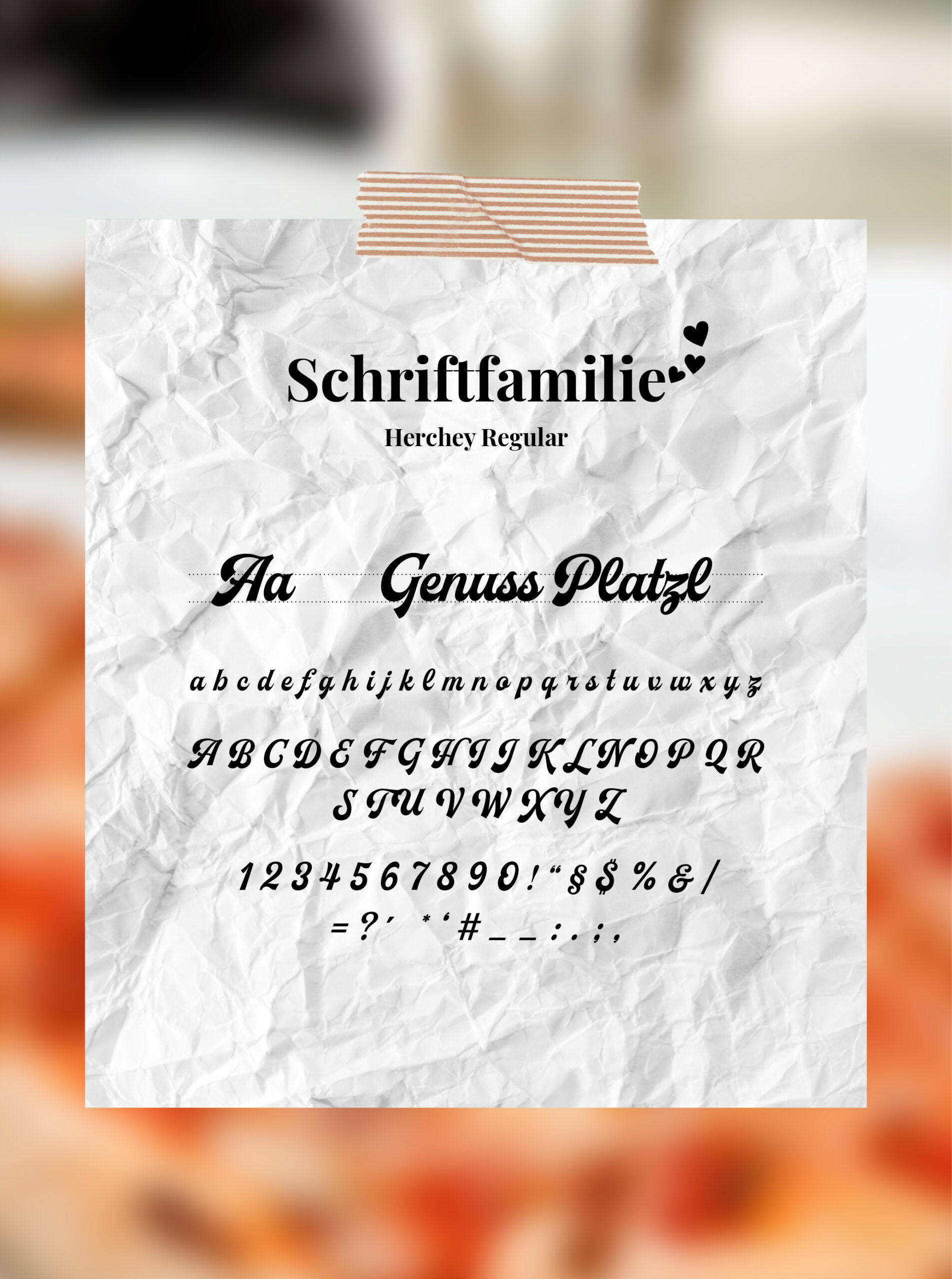 Schriftart Herchey Regular des glutenfreien Café Genussplatzl Ilz mit Beispielen