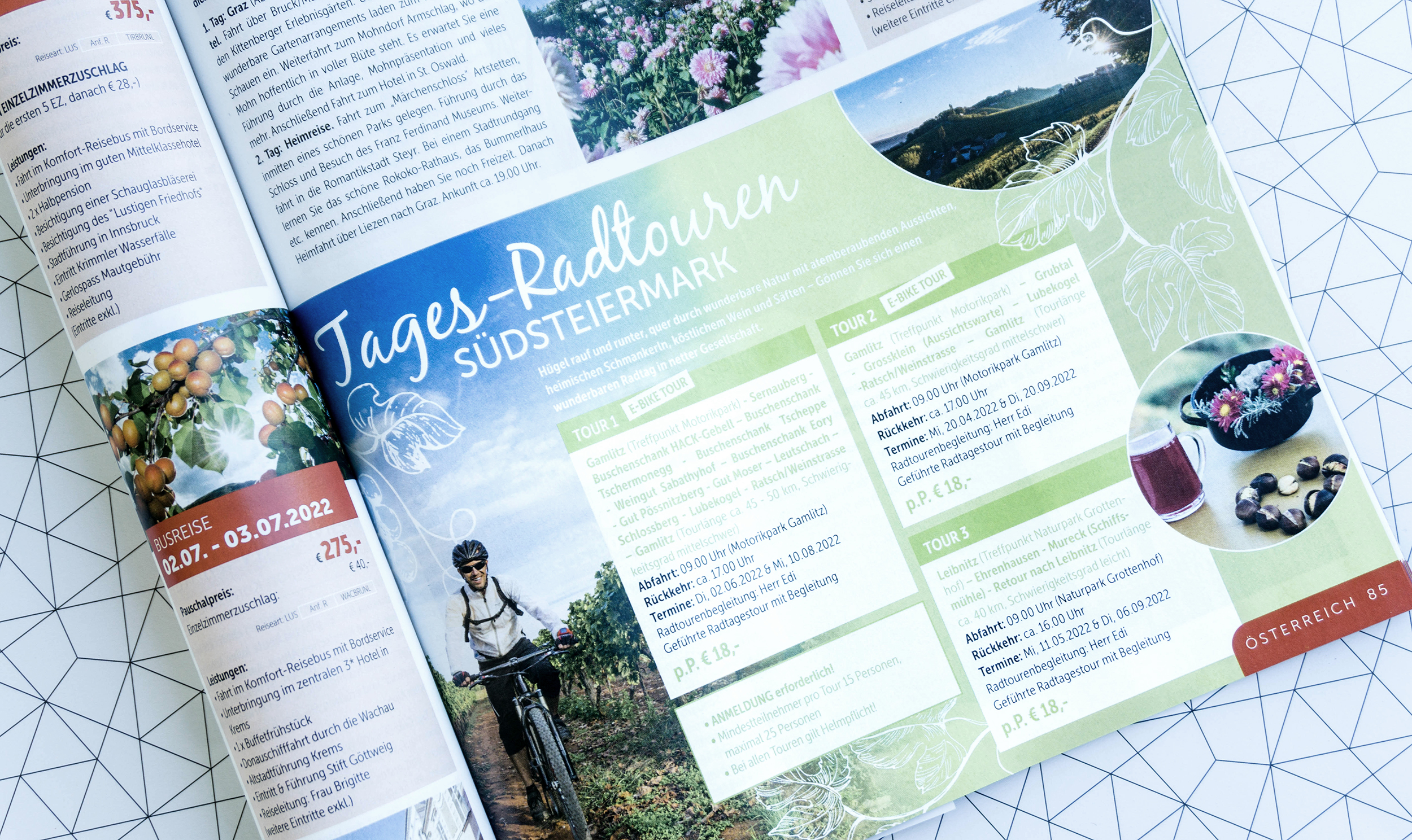 Inserat für Tages-Radtouren in der Südsteiermark von GRUBERreisen