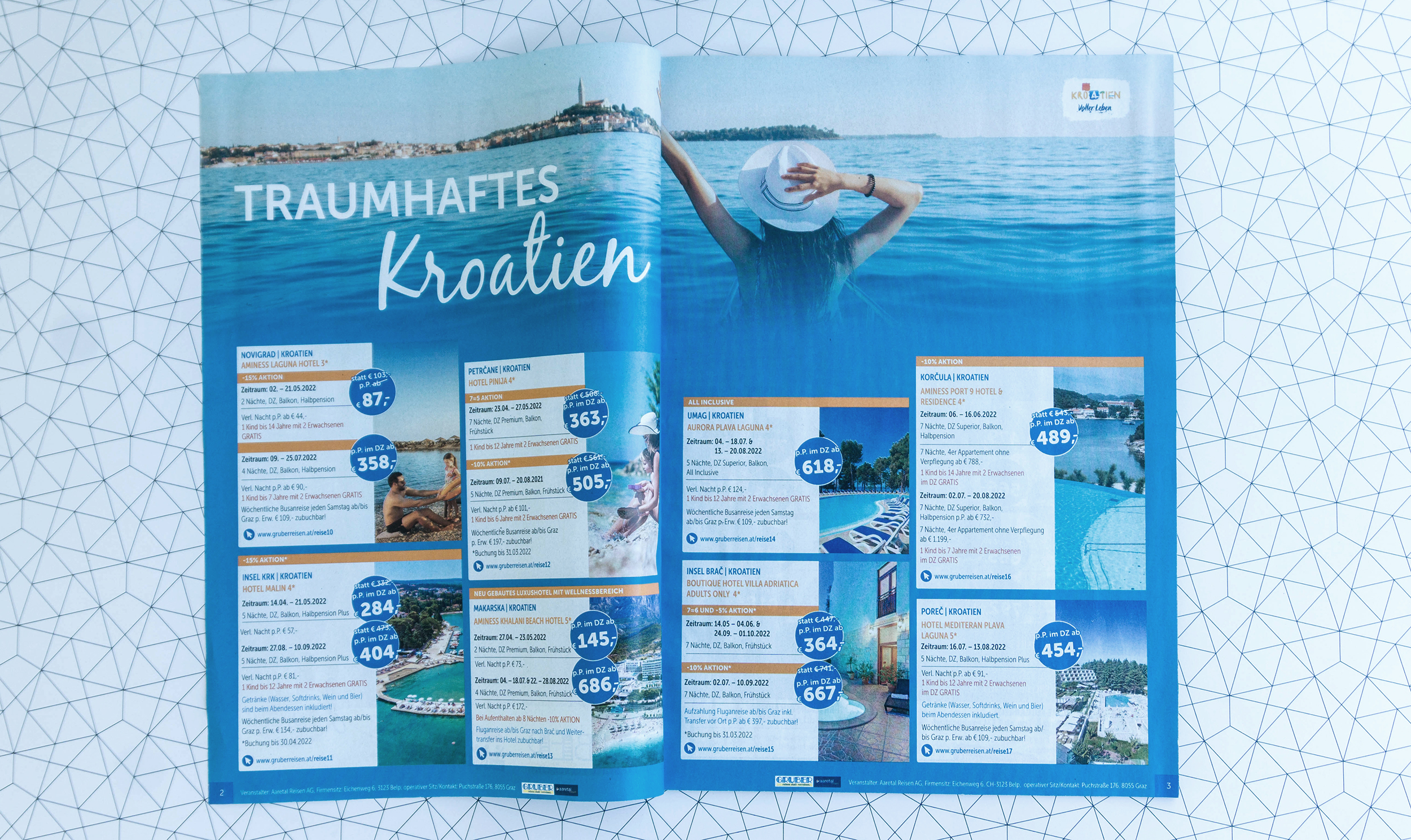 Lust auf neue Ziele-Beilage mit dem Kapitel 'Traumhaftes Kroatien' von GRUBERreisen