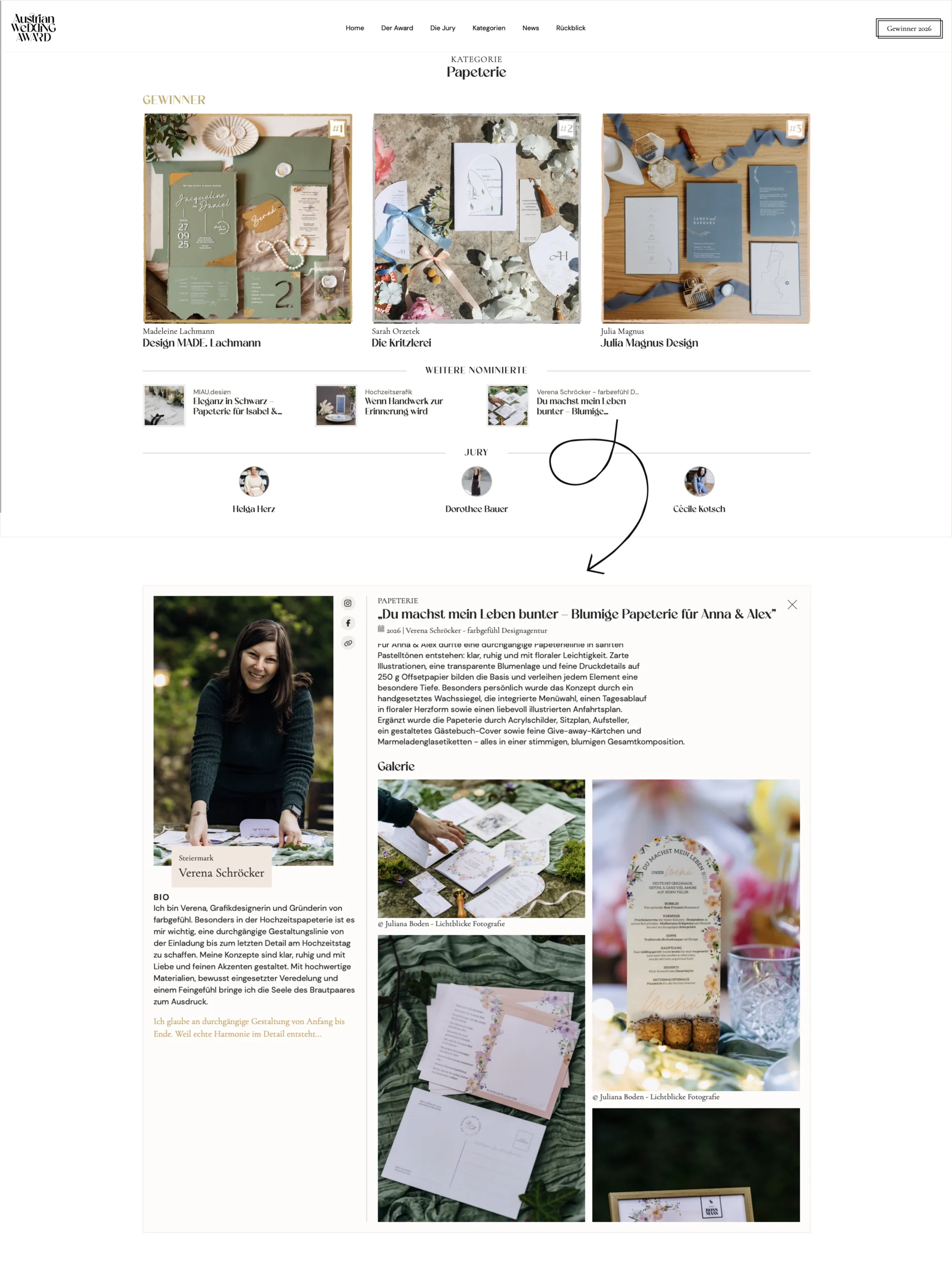 6. Platz Austrian Wedding Award 2026, Kategorie: Papeterie | farbgefühl, Grafikdesign & Papeterie aus Leibnitz